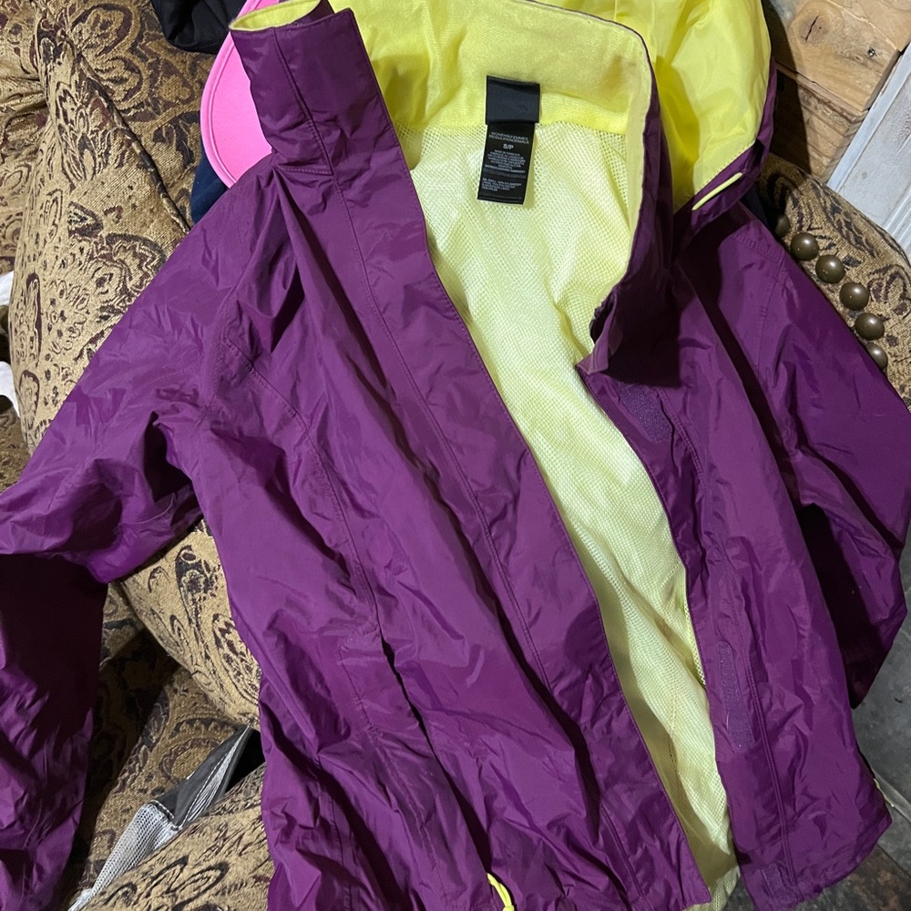 The North Face Purple and Yellow Trench Coat